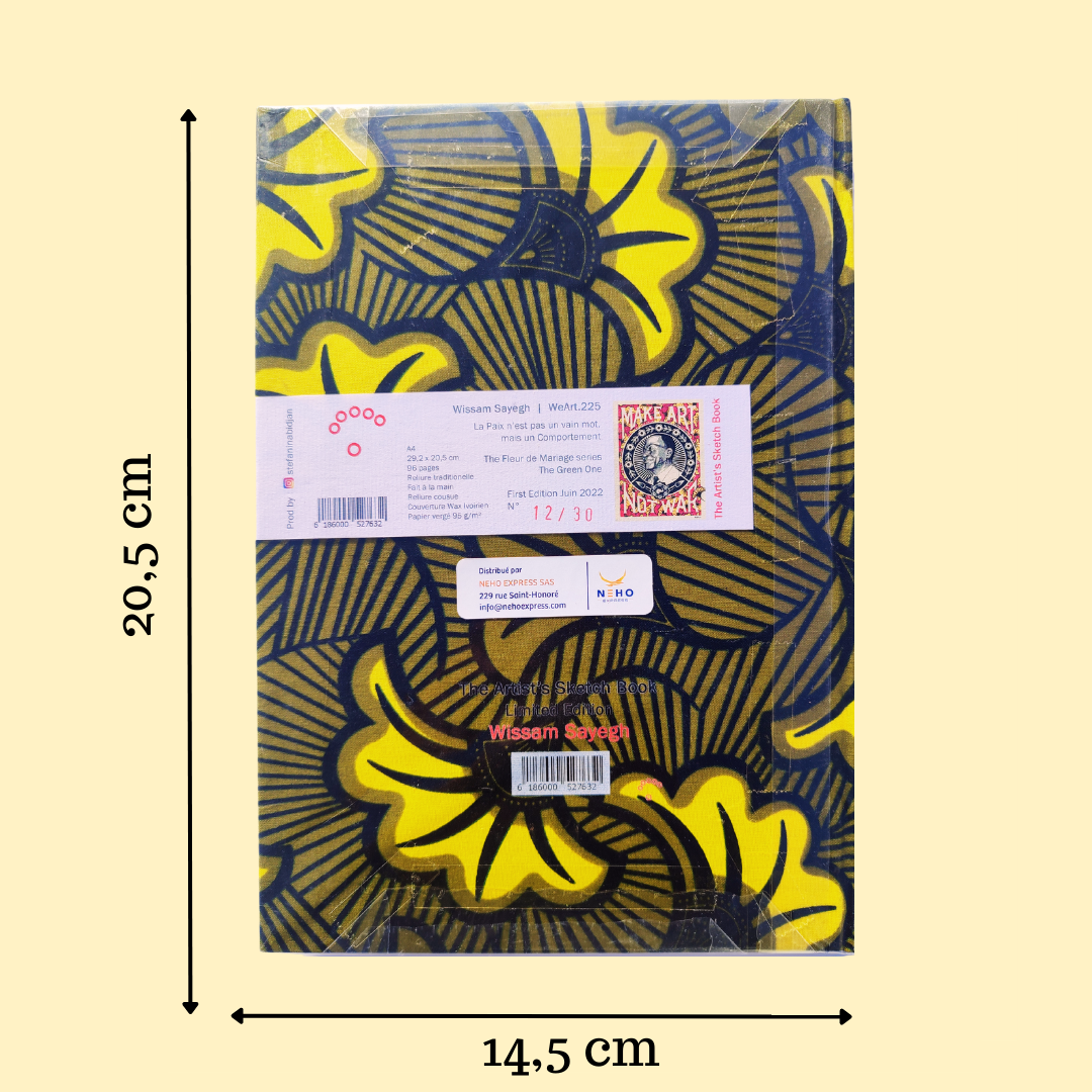 Carnet de notes couverture wax - Jaune et noir - WeArt225 - Format A4 - Edition limitée