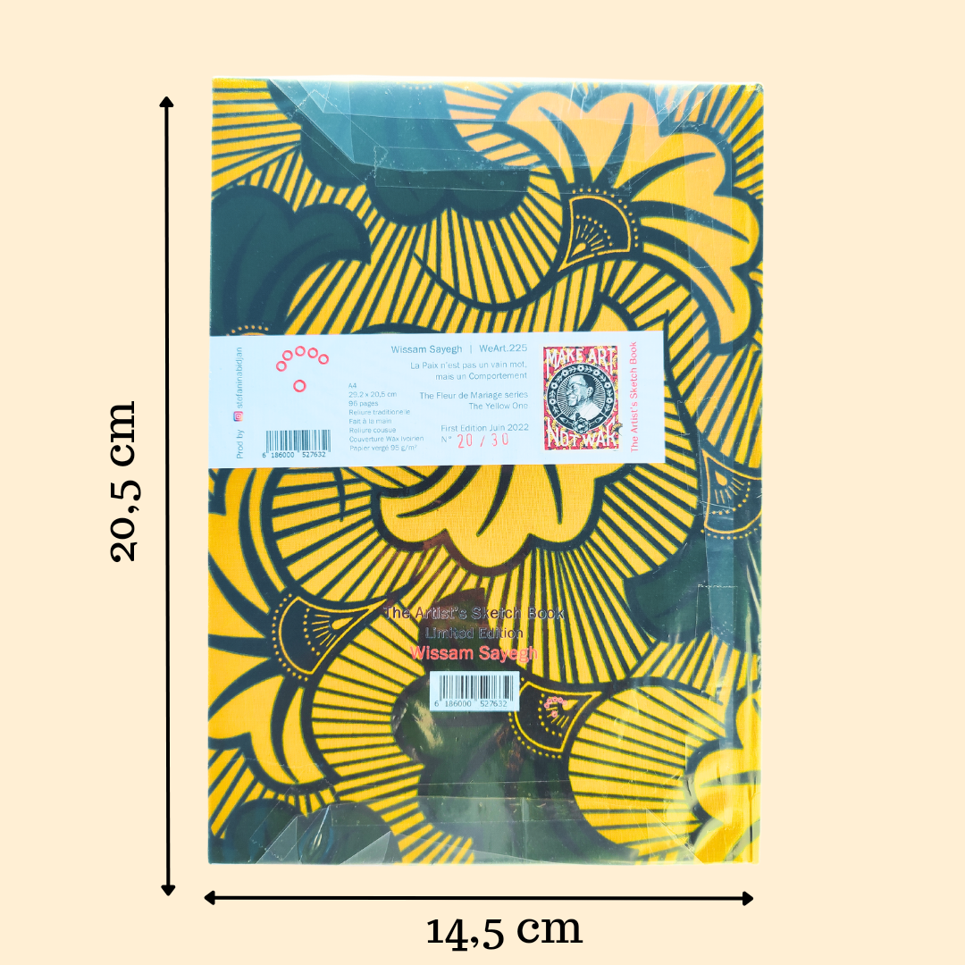 Carnet de notes couverture wax - Jaune - WeArt225 - Format A4 - Edition limitée
