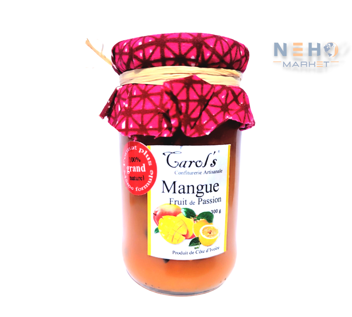 Confiture Mangues et Fruit de la Passion [Grenadille] - CAROL'S - 300 g - Origine Côte d'Ivoire
